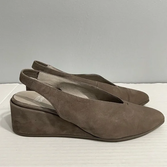 Eileen Fisher Devi Nubuck Slingback Wedge Sandals - Picture 3 of 11